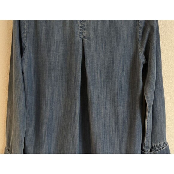 Women's Elevenses By Anthro Blue Chambray 100% Tencel Denim Button-Up Shirt S - Picture 10 of 12